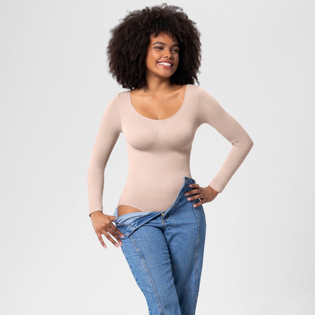 BODYCARVER Shapewear Jumpsuit Women Hip Lifting Corset Romper Underwear Long Sleeve Body Shaper Seamless One-Piece Onesie - BodyCarver
