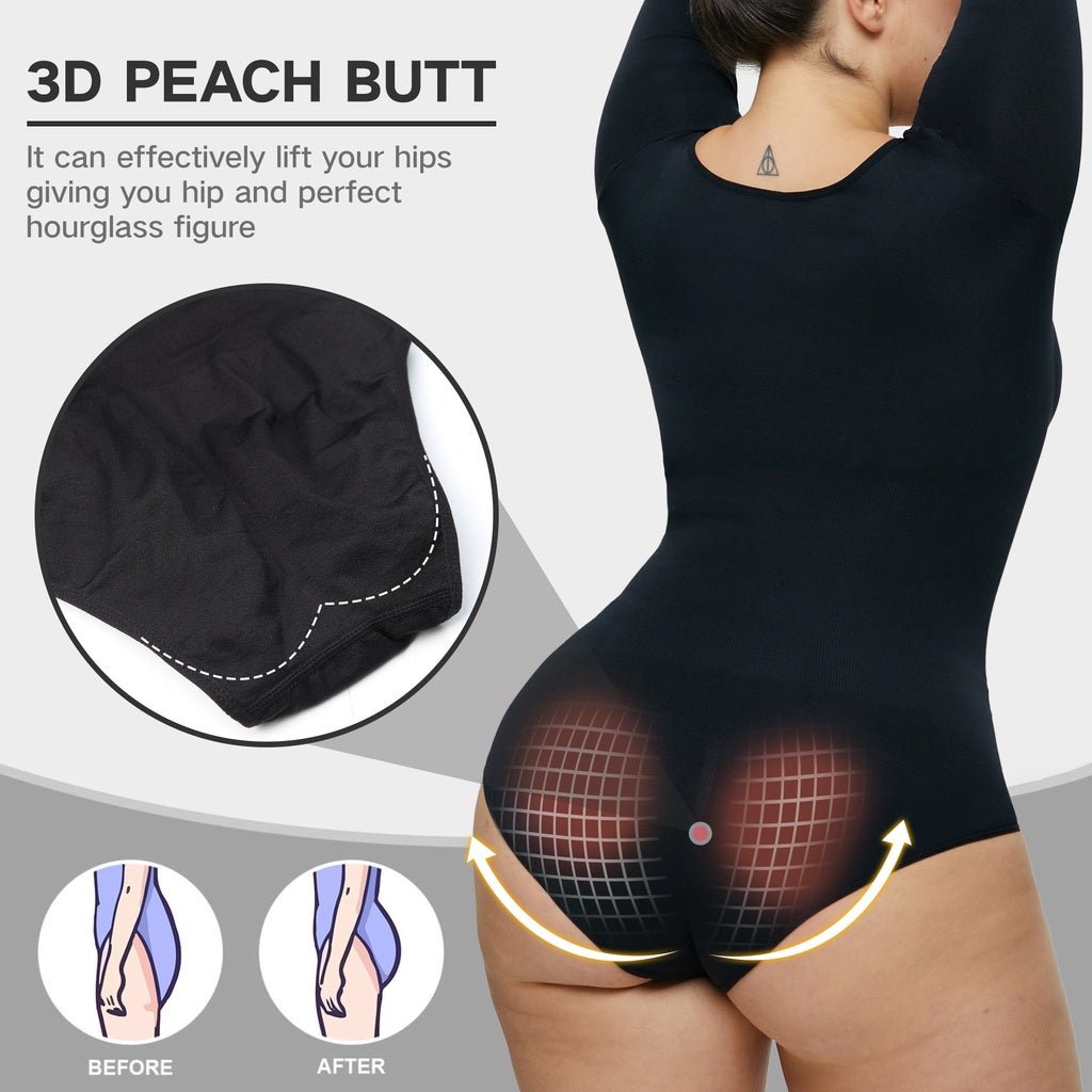 BODYCARVER Shapewear Jumpsuit Women Hip Lifting Corset Romper Underwear Long Sleeve Body Shaper Seamless One-Piece Onesie - BodyCarver