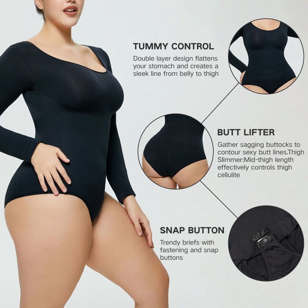 BODYCARVER Shapewear Jumpsuit Women Hip Lifting Corset Romper Underwear Long Sleeve Body Shaper Seamless One-Piece Onesie - BodyCarver