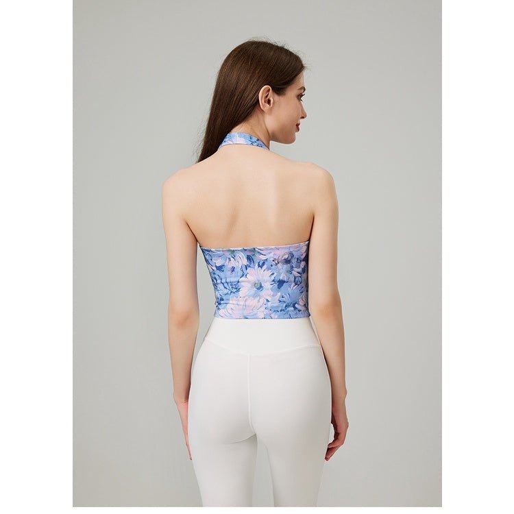 BODYCARVER SPRING Sports Vest Women Yoga Workout Top With Bra Neck-Hanging Style Abdominal Exercising Band Chest Pad Tops Outerwear - BodyCarver