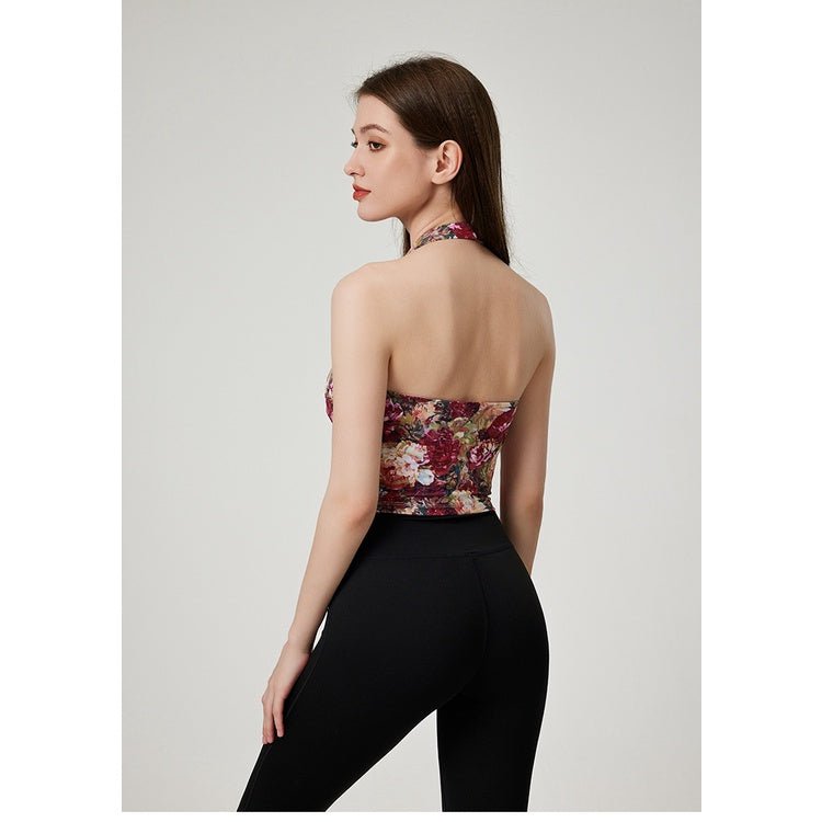BODYCARVER SPRING Sports Vest Women Yoga Workout Top With Bra Neck-Hanging Style Abdominal Exercising Band Chest Pad Tops Outerwear - BodyCarver