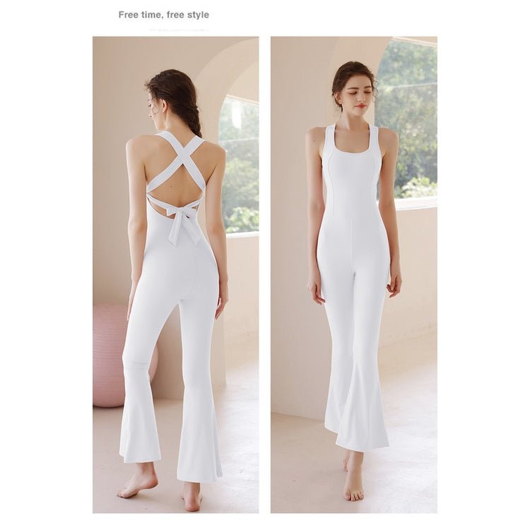 BODYCARVER STYLE Pro Aerial Yoga Jumpsuit Women Cross Beauty Back One-Piece Bodysuit with Pad Dancing Bodycon Tights Fitness Jumpsuit - BodyCarver