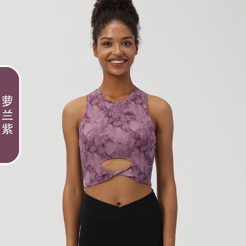 BODYCARVER TIE DYE Sports Bra Women Yoga Fitness Top with Pad Medium-strength Running Workout Vest - BodyCarver