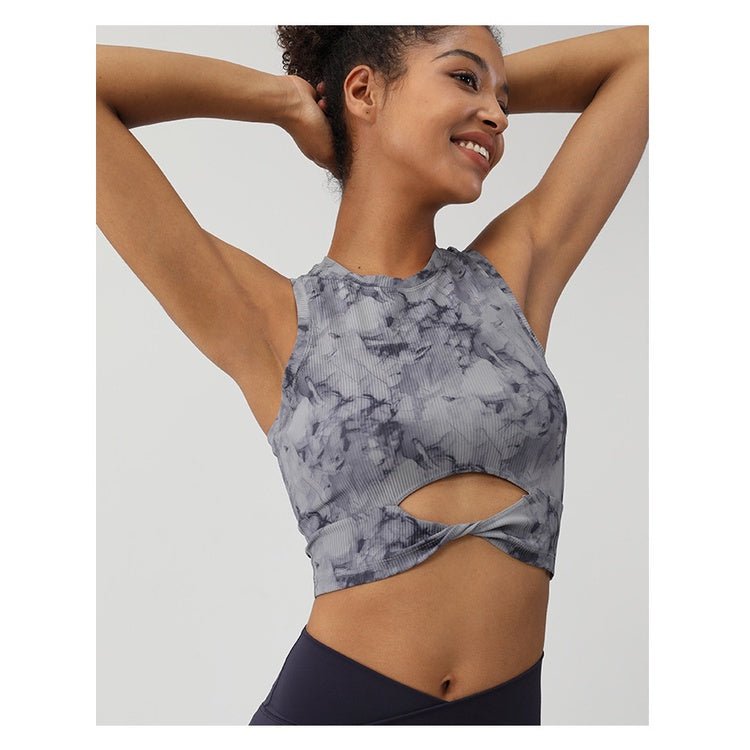BODYCARVER TIE DYE Sports Bra Women Yoga Fitness Top with Pad Medium-strength Running Workout Vest - BodyCarver