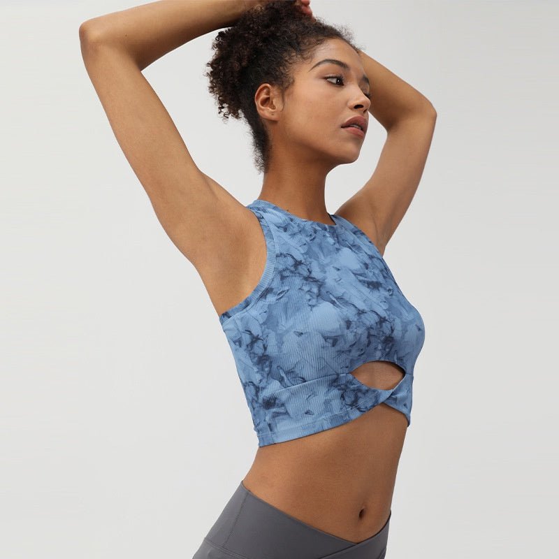 BODYCARVER TIE DYE Sports Bra Women Yoga Fitness Top with Pad Medium-strength Running Workout Vest - BodyCarver