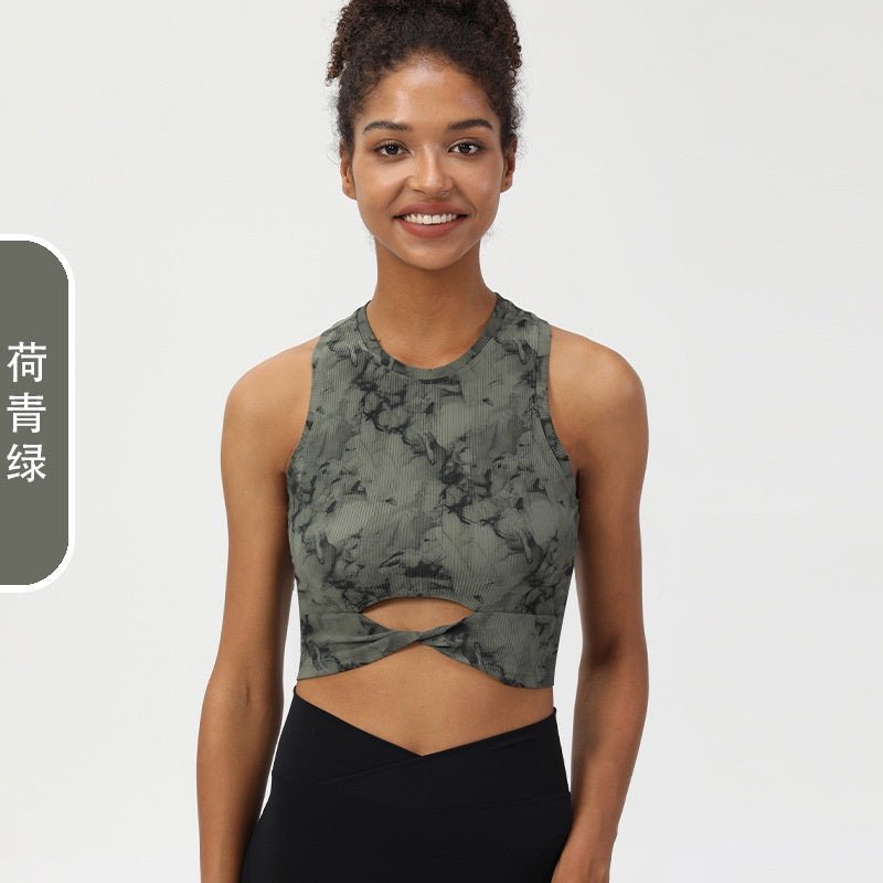 BODYCARVER TIE DYE Sports Bra Women Yoga Fitness Top with Pad Medium-strength Running Workout Vest - BodyCarver