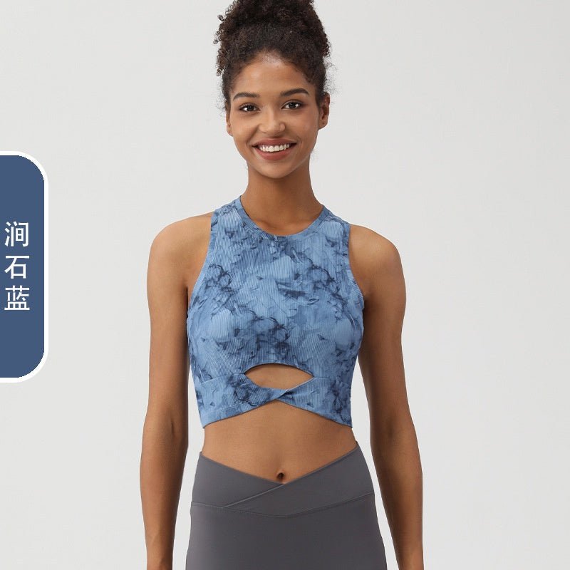 BODYCARVER TIE DYE Sports Bra Women Yoga Fitness Top with Pad Medium-strength Running Workout Vest - BodyCarver