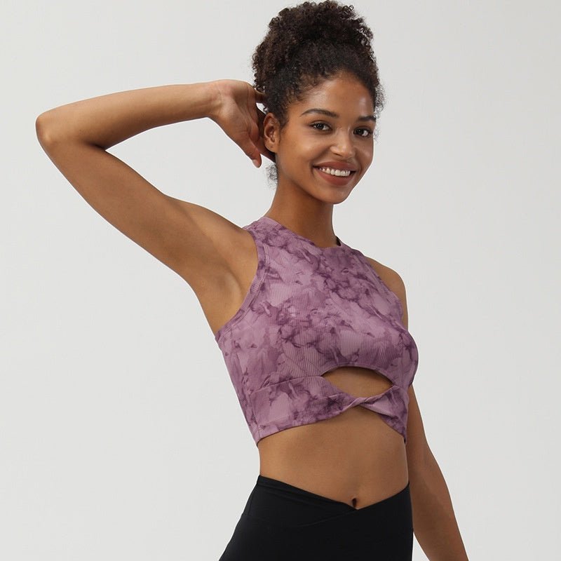 BODYCARVER TIE DYE Sports Bra Women Yoga Fitness Top with Pad Medium-strength Running Workout Vest - BodyCarver