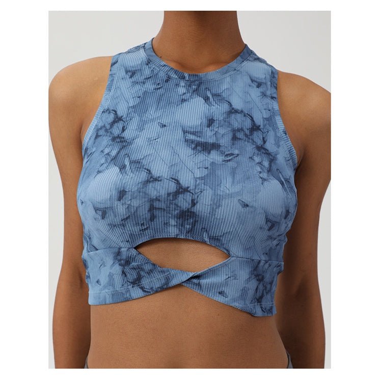 BODYCARVER TIE DYE Sports Bra Women Yoga Fitness Top with Pad Medium-strength Running Workout Vest - BodyCarver