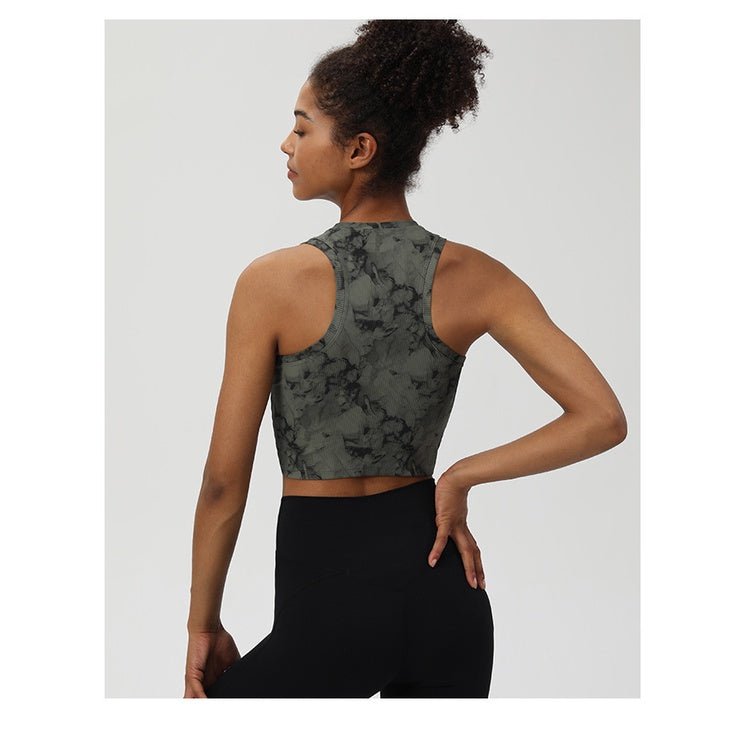 BODYCARVER TIE DYE Sports Bra Women Yoga Fitness Top with Pad Medium-strength Running Workout Vest - BodyCarver