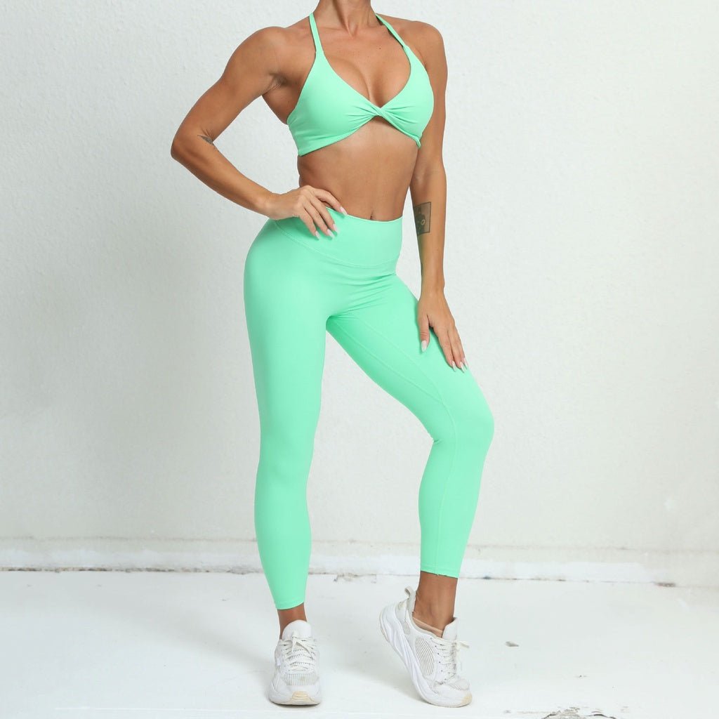 BODYCARVER Triangle Back Yoga Sports Outfit Women Twisted Sports Fitness Suit High Elastic Sports Bra Hip-Lifting Yoga Pants Women - BodyCarver