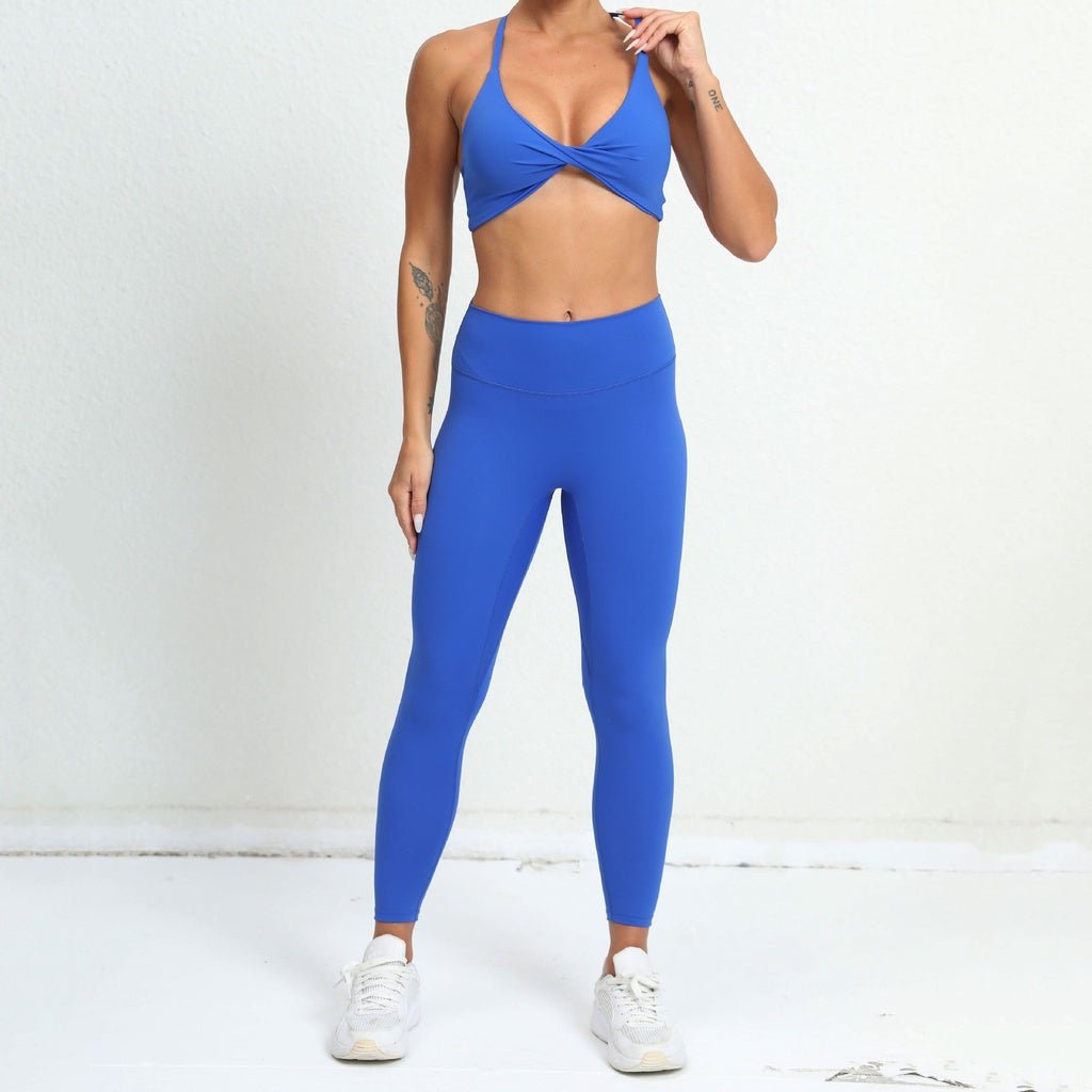 BODYCARVER Triangle Back Yoga Sports Outfit Women Twisted Sports Fitness Suit High Elastic Sports Bra Hip-Lifting Yoga Pants Women - BodyCarver