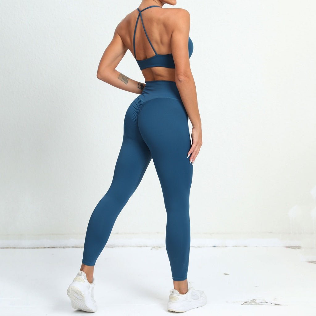 BODYCARVER Triangle Back Yoga Sports Outfit Women Twisted Sports Fitness Suit High Elastic Sports Bra Hip-Lifting Yoga Pants Women - BodyCarver
