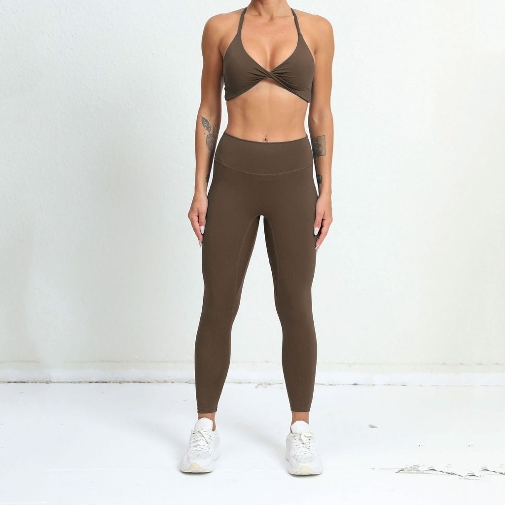 BODYCARVER Triangle Back Yoga Sports Outfit Women Twisted Sports Fitness Suit High Elastic Sports Bra Hip-Lifting Yoga Pants Women - BodyCarver