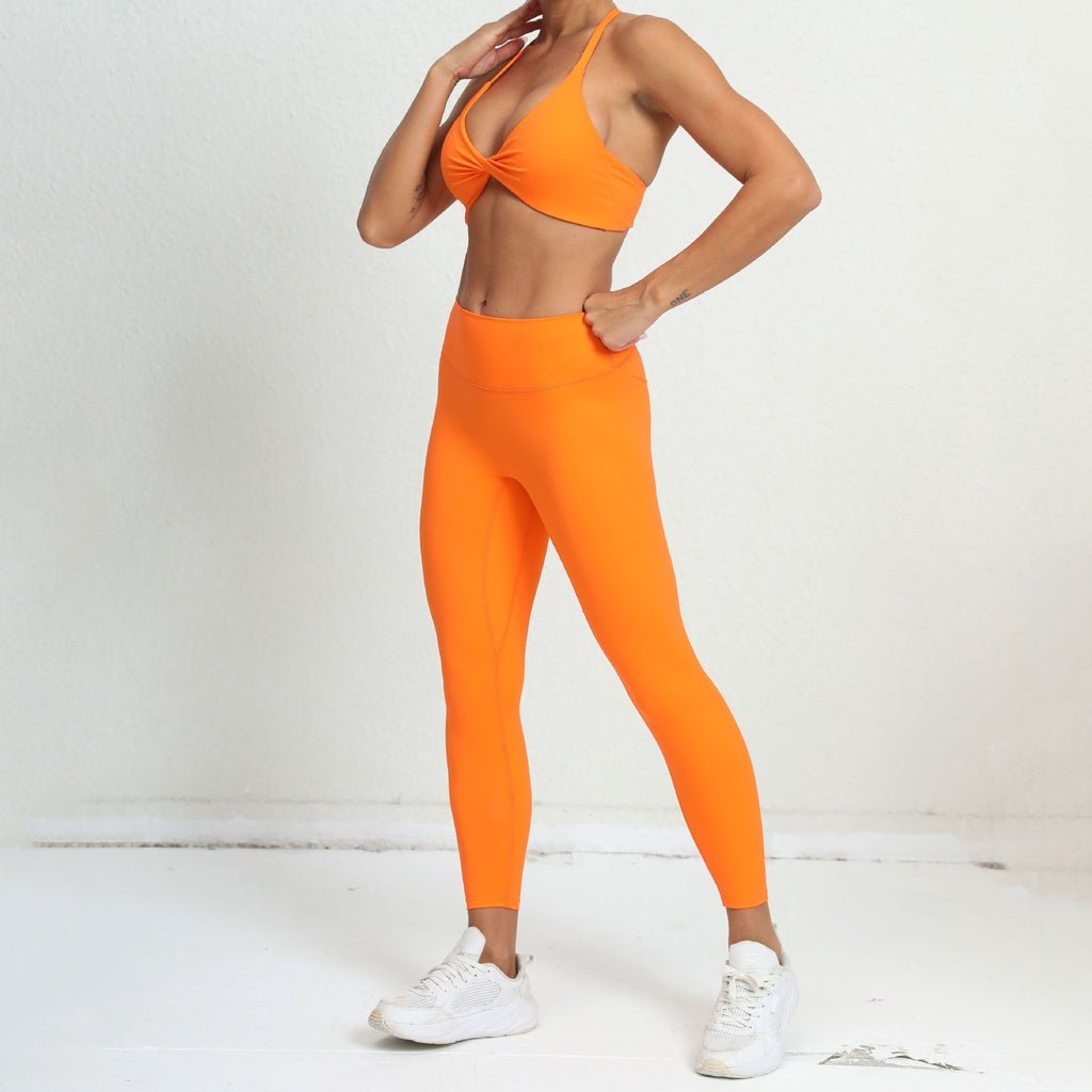 BODYCARVER Triangle Back Yoga Sports Outfit Women Twisted Sports Fitness Suit High Elastic Sports Bra Hip-Lifting Yoga Pants Women - BodyCarver