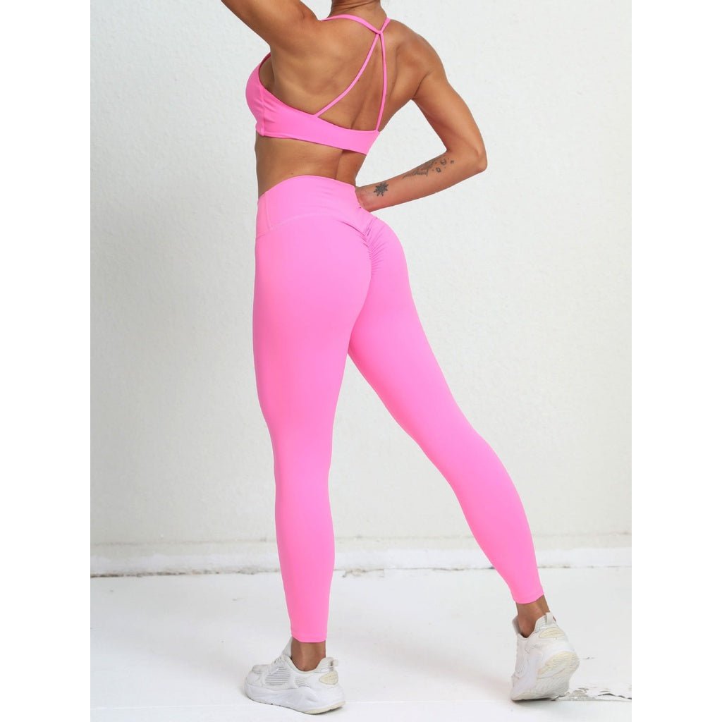 BODYCARVER Triangle Back Yoga Sports Outfit Women Twisted Sports Fitness Suit High Elastic Sports Bra Hip-Lifting Yoga Pants Women - BodyCarver