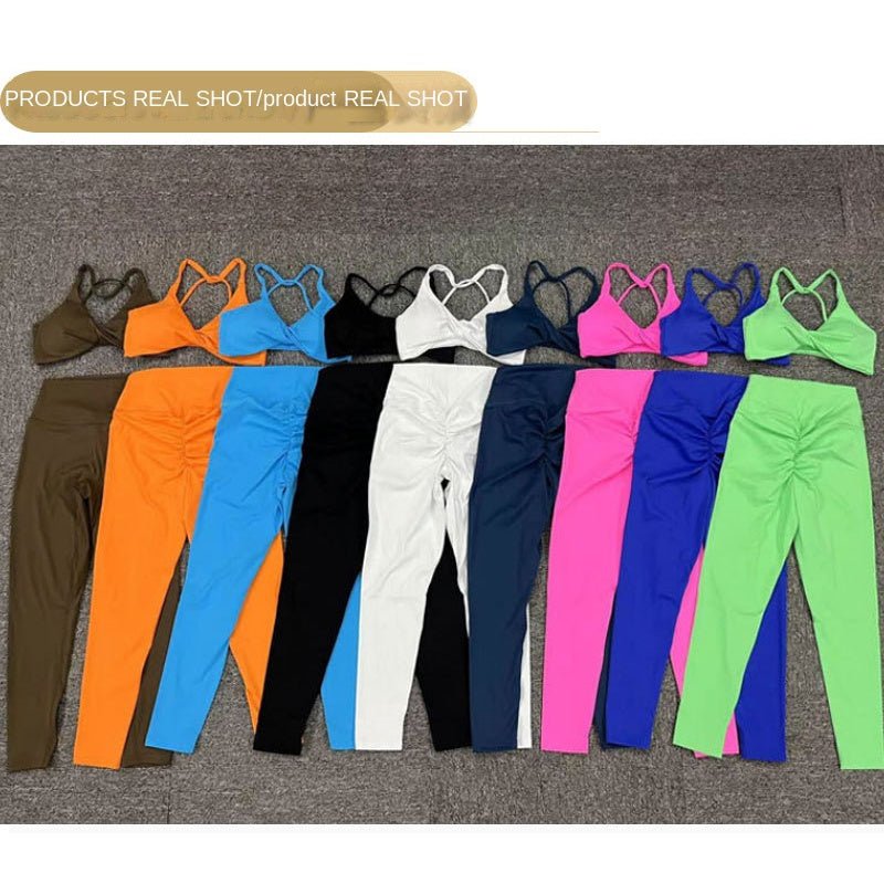 BODYCARVER Triangle Back Yoga Sports Outfit Women Twisted Sports Fitness Suit High Elastic Sports Bra Hip-Lifting Yoga Pants Women - BodyCarver