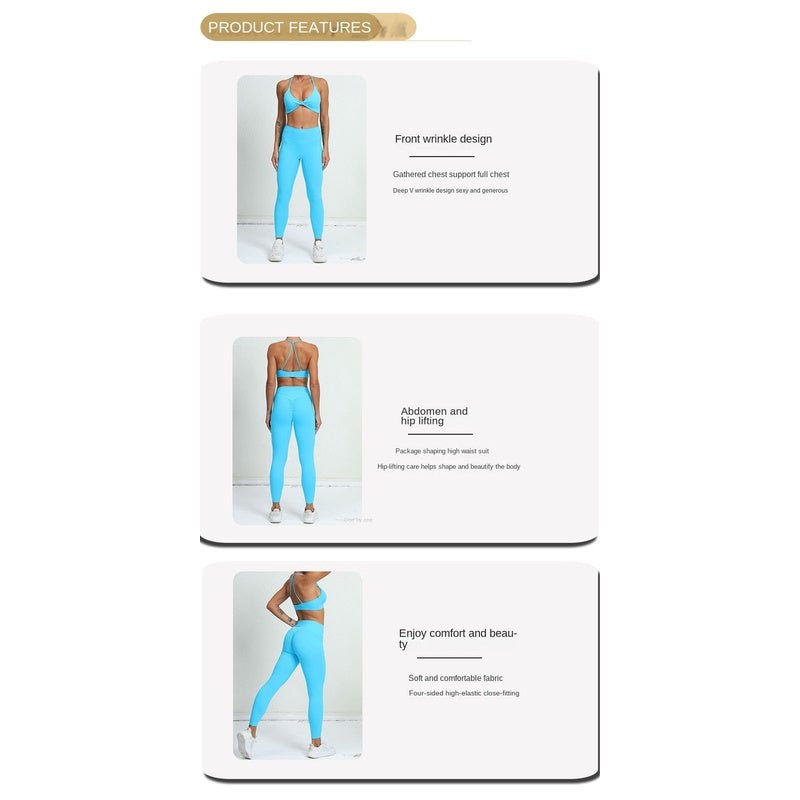 BODYCARVER Triangle Back Yoga Sports Outfit Women Twisted Sports Fitness Suit High Elastic Sports Bra Hip-Lifting Yoga Pants Women - BodyCarver