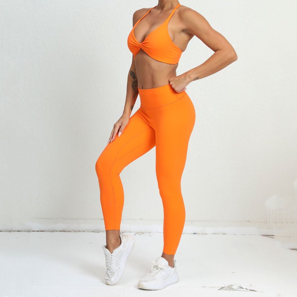 BODYCARVER Triangle Back Yoga Sports Outfit Women Twisted Sports Fitness Suit High Elastic Sports Bra Hip-Lifting Yoga Pants Women - BodyCarver
