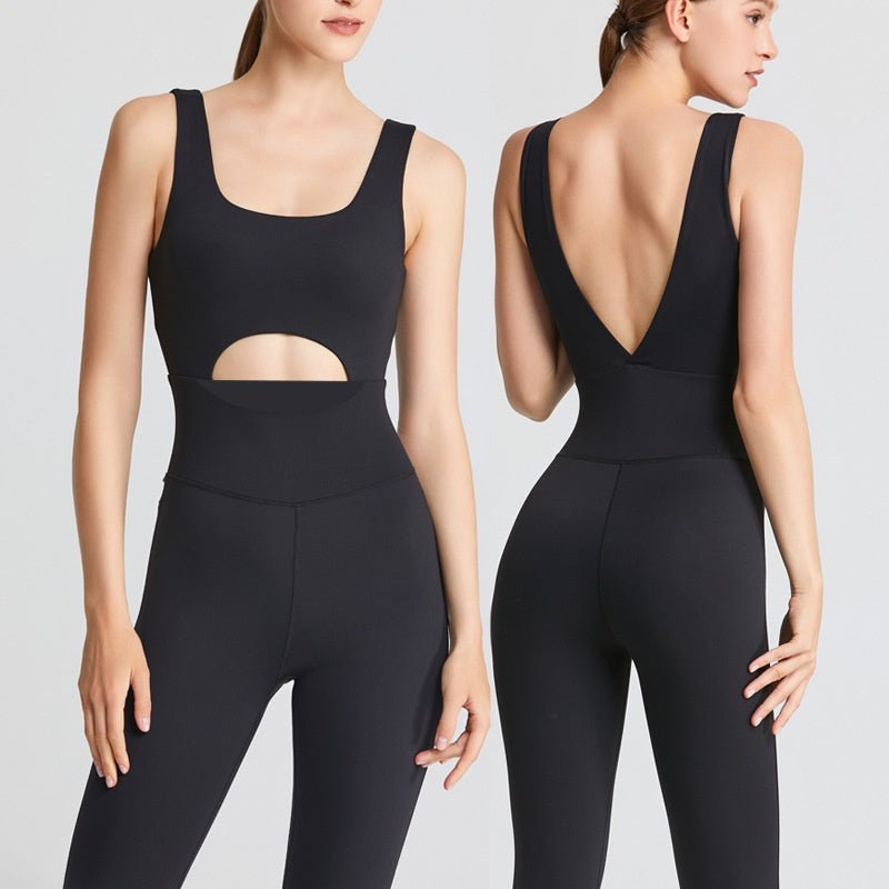 BODYCARVER V-SHAPE Aerial Yoga Jumpsuit Women Beauty Back Design Fitness Pilate Bodysuit with Pad Women Buttery Workout Athleisure Jumpsuit - BodyCarver