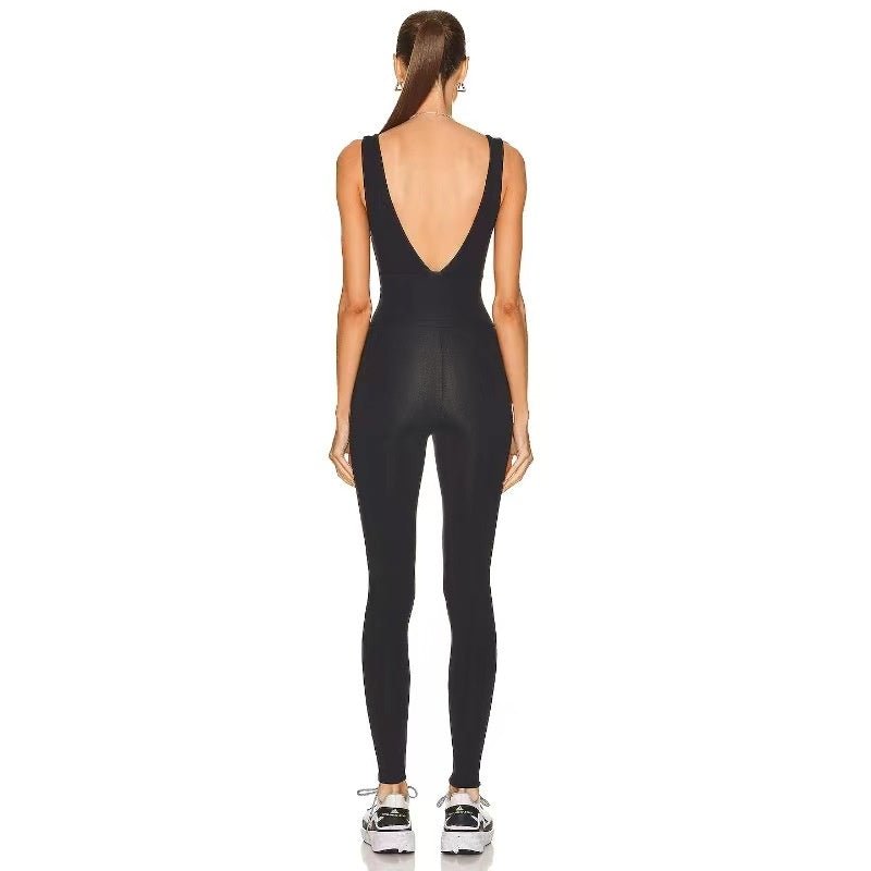 BODYCARVER V-SHAPE Aerial Yoga Jumpsuit Women Beauty Back Design Fitness Pilate Bodysuit with Pad Women Buttery Workout Athleisure Jumpsuit - BodyCarver