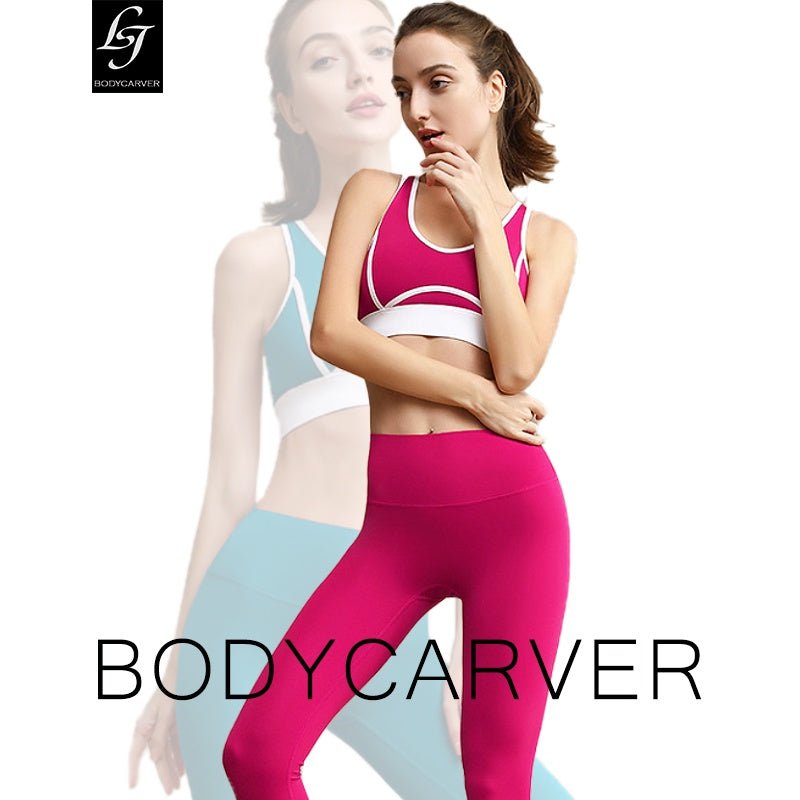 BODYCARVER W Line 2 Piece Sports Wear Set Women High Impact Sports Bra Super Buttery Elastic Yoga Pants Women Yoga Wear Set - BodyCarver