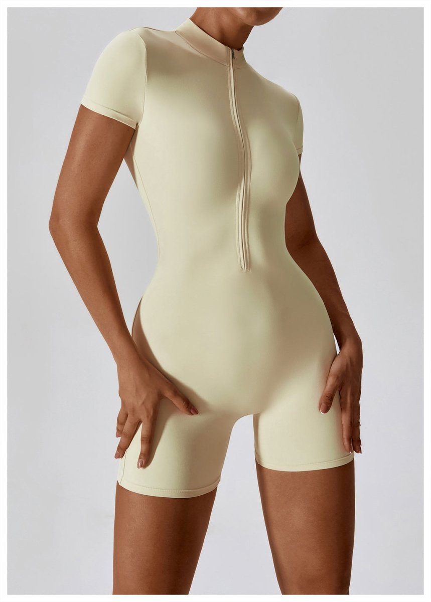 BODYCARVER Zipper Yoga Jumpsuit Women One Piece Build-In Bra Dance Fitness Bodysuits Women Sports Casual Outfit - BodyCarver