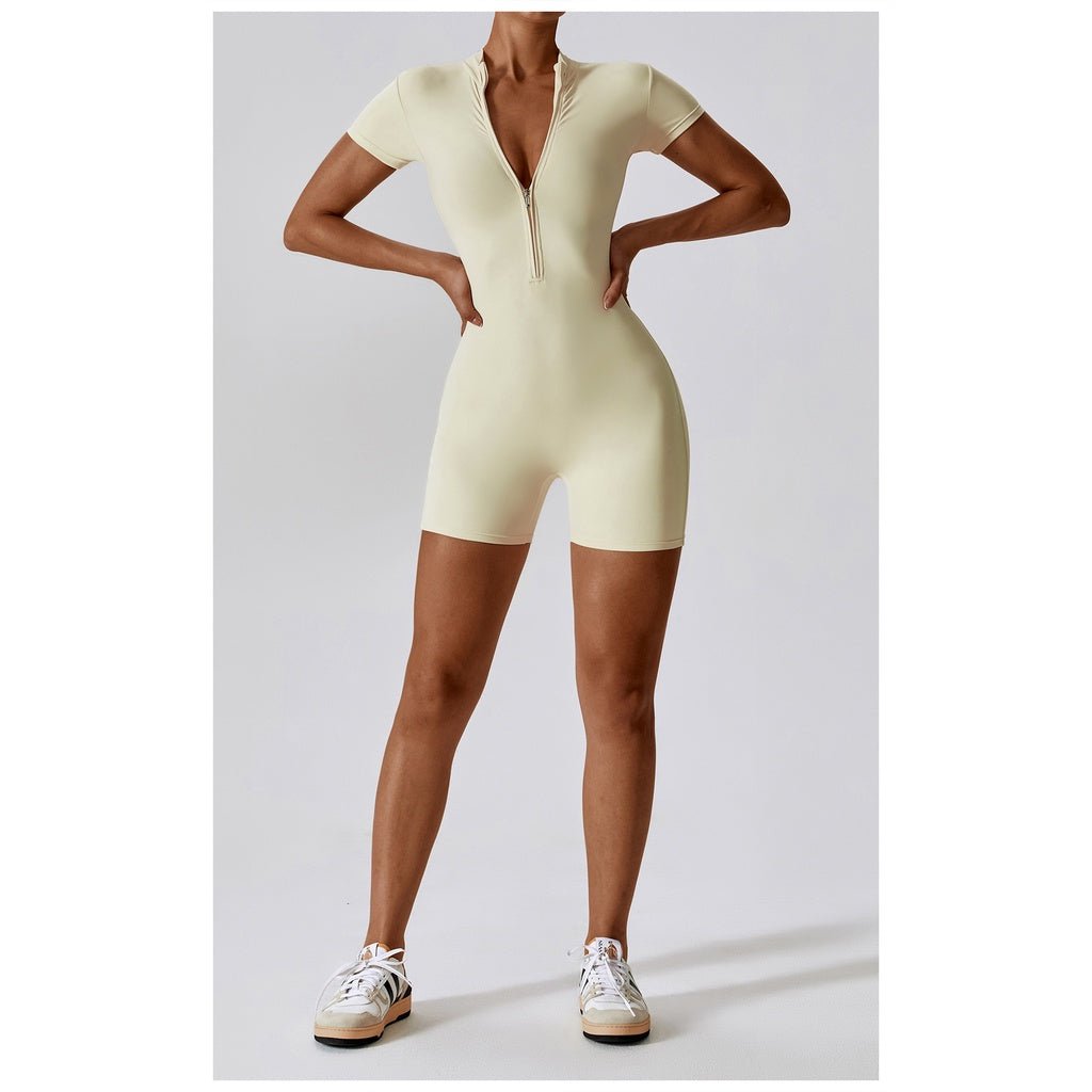BODYCARVER Zipper Yoga Jumpsuit Women One Piece Build-In Bra Dance Fitness Bodysuits Women Sports Casual Outfit - BodyCarver
