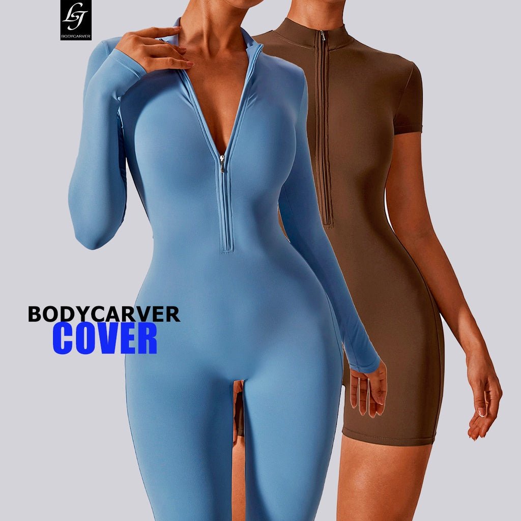 BODYCARVER Zipper Yoga Jumpsuit Women One Piece Build-In Bra Dance Fitness Bodysuits Women Sports Casual Outfit - BodyCarver