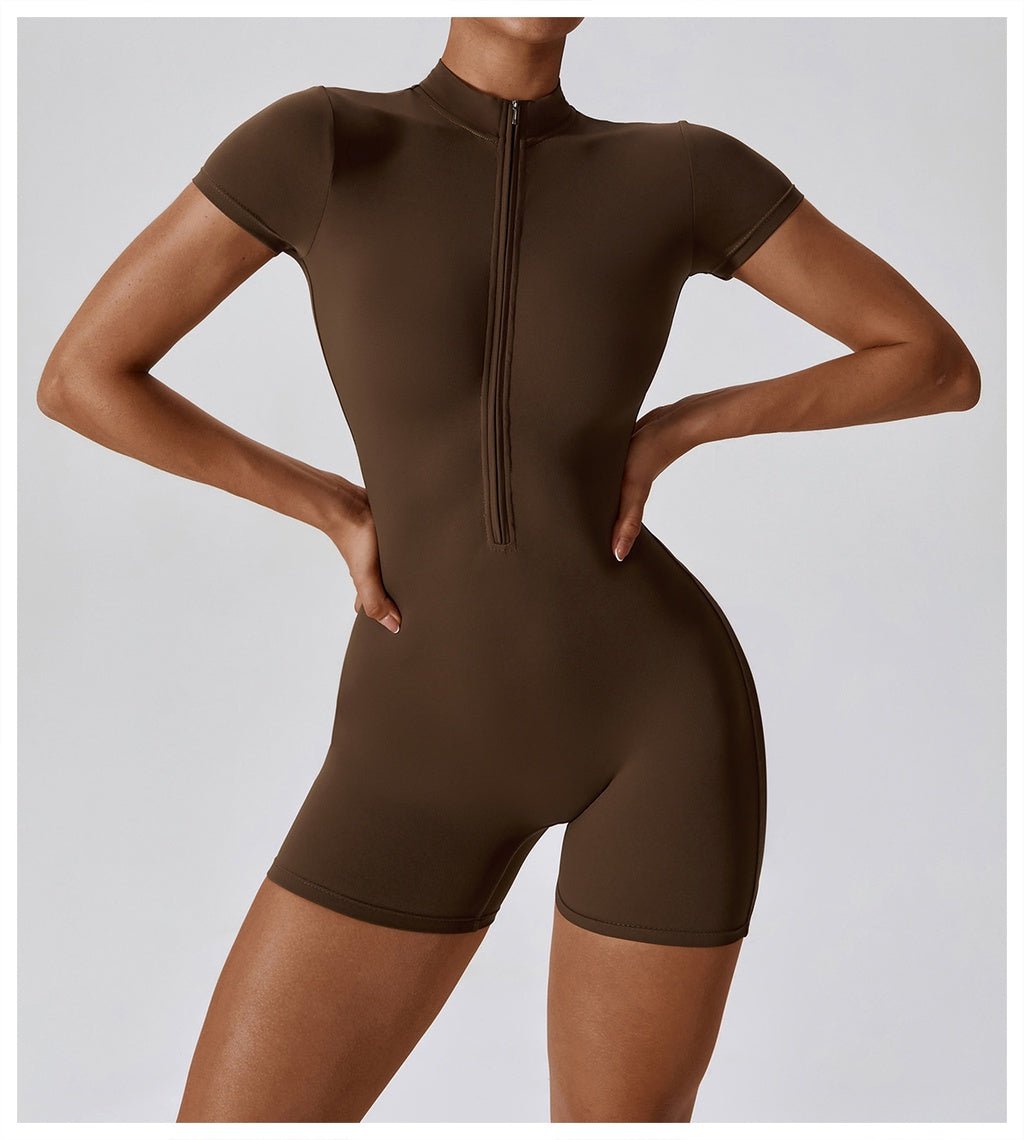 BODYCARVER Zipper Yoga Jumpsuit Women One Piece Build-In Bra Dance Fitness Bodysuits Women Sports Casual Outfit - BodyCarver