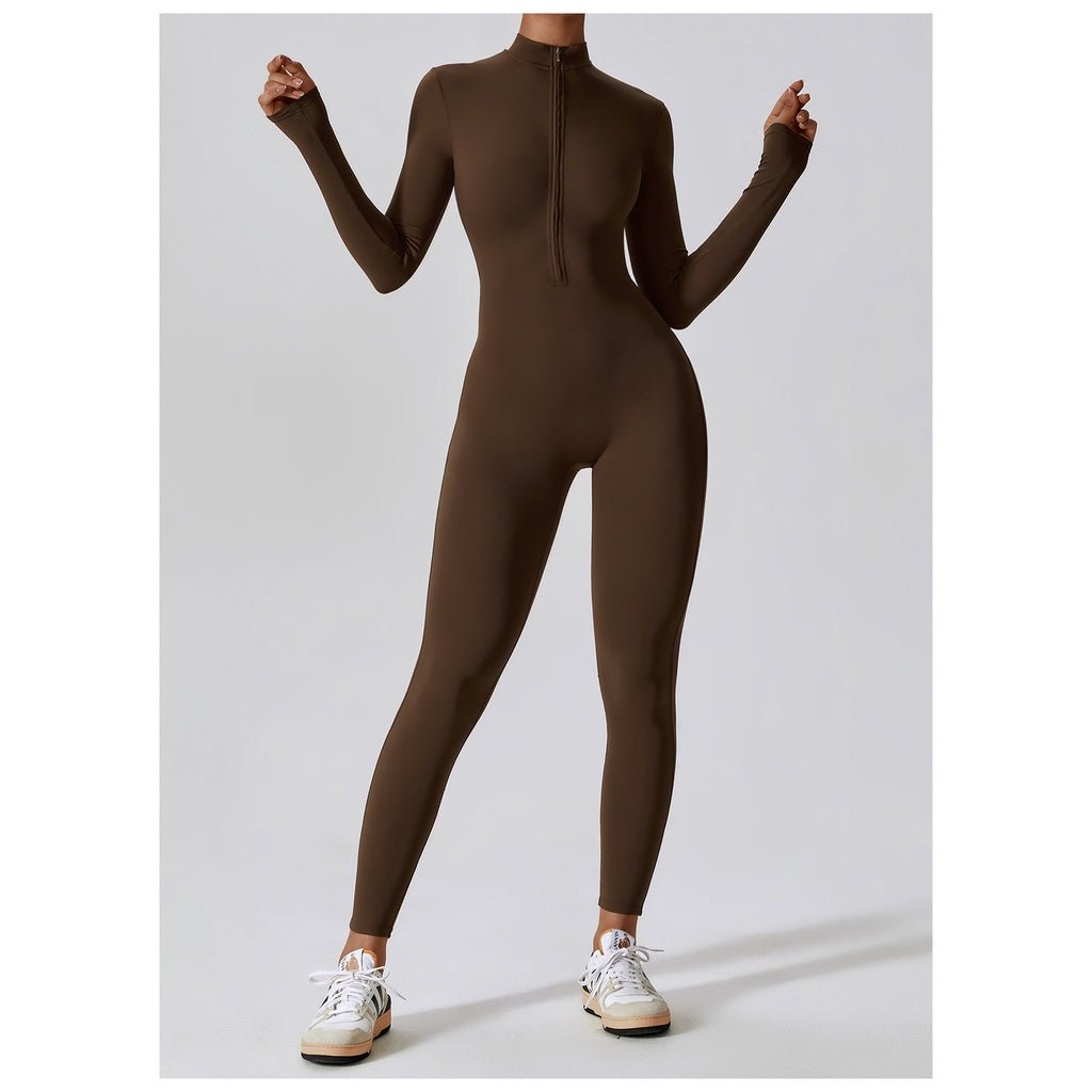 BODYCARVER Zipper Yoga Jumpsuit Women One Piece Build-In Bra Dance Fitness Bodysuits Women Sports Casual Outfit - BodyCarver