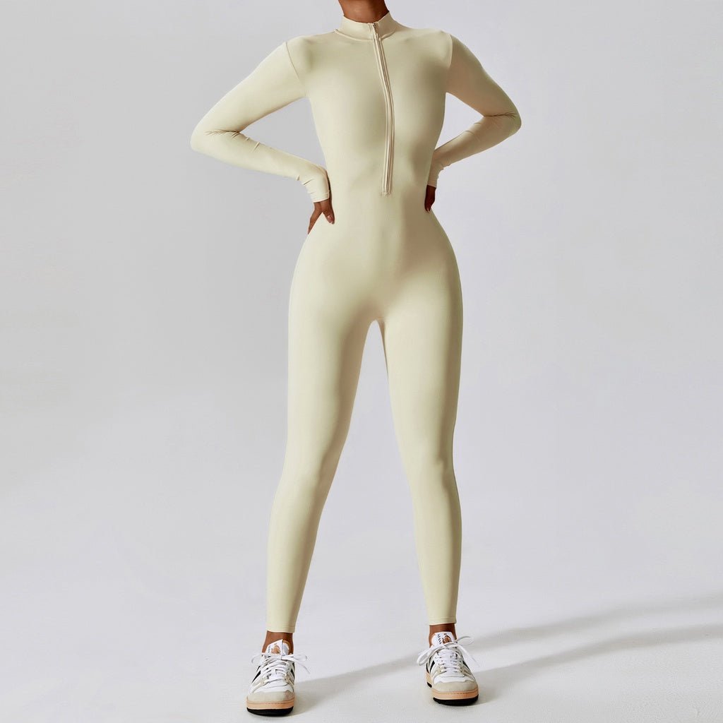 BODYCARVER Zipper Yoga Jumpsuit Women One Piece Build-In Bra Dance Fitness Bodysuits Women Sports Casual Outfit - BodyCarver