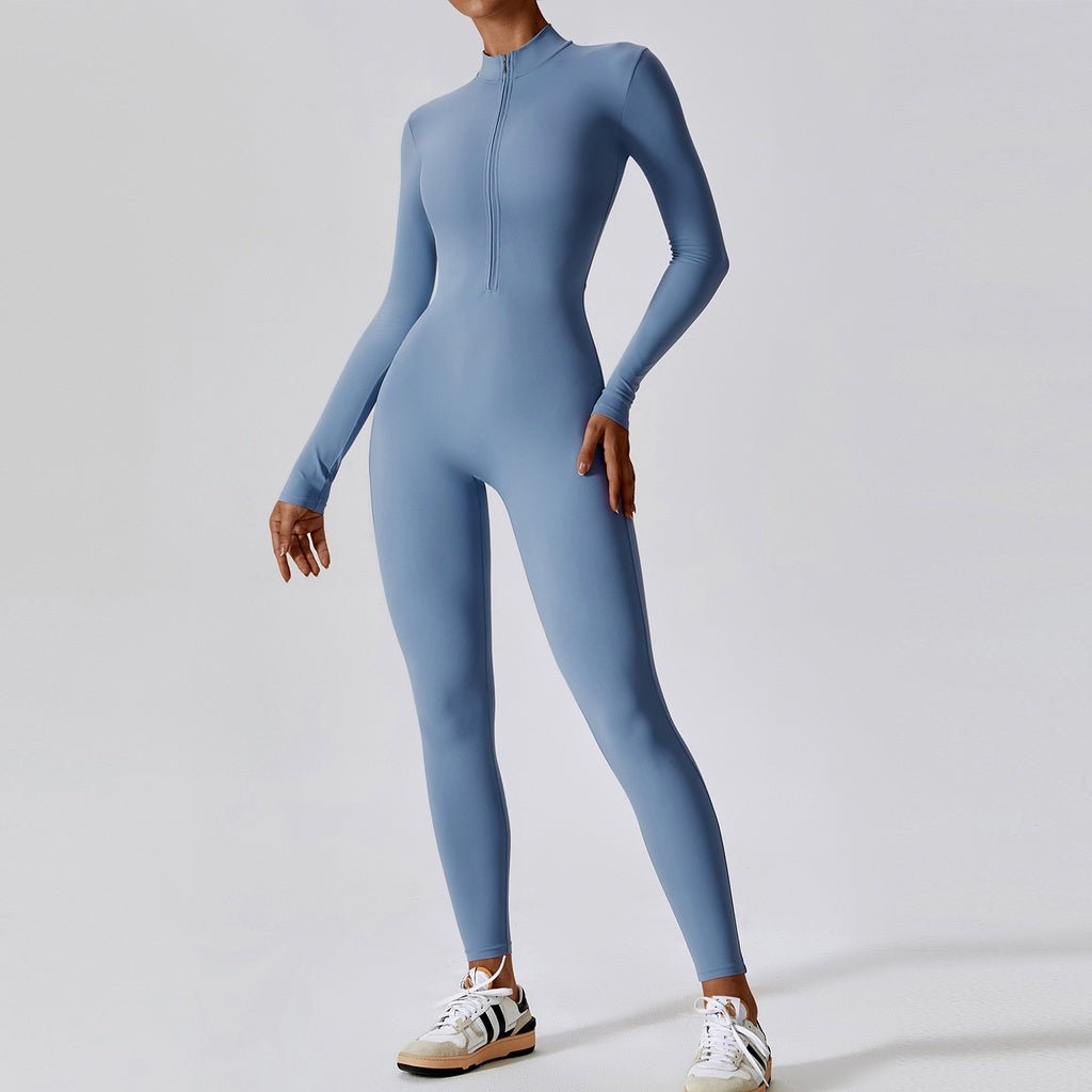 BODYCARVER Zipper Yoga Jumpsuit Women One Piece Build-In Bra Dance Fitness Bodysuits Women Sports Casual Outfit - BodyCarver