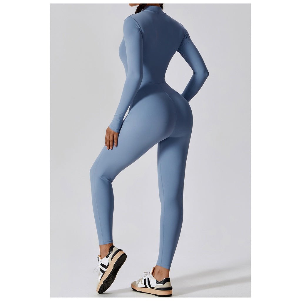 BODYCARVER Zipper Yoga Jumpsuit Women One Piece Build-In Bra Dance Fitness Bodysuits Women Sports Casual Outfit - BodyCarver