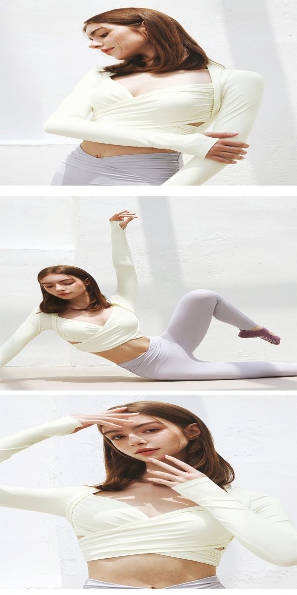 Build-in Bra Long Sleeve Yoga Crop Top Women Athleisure Sports Casul T-shirt Sexy Design Exercise Workout T-shirt - BodyCarver