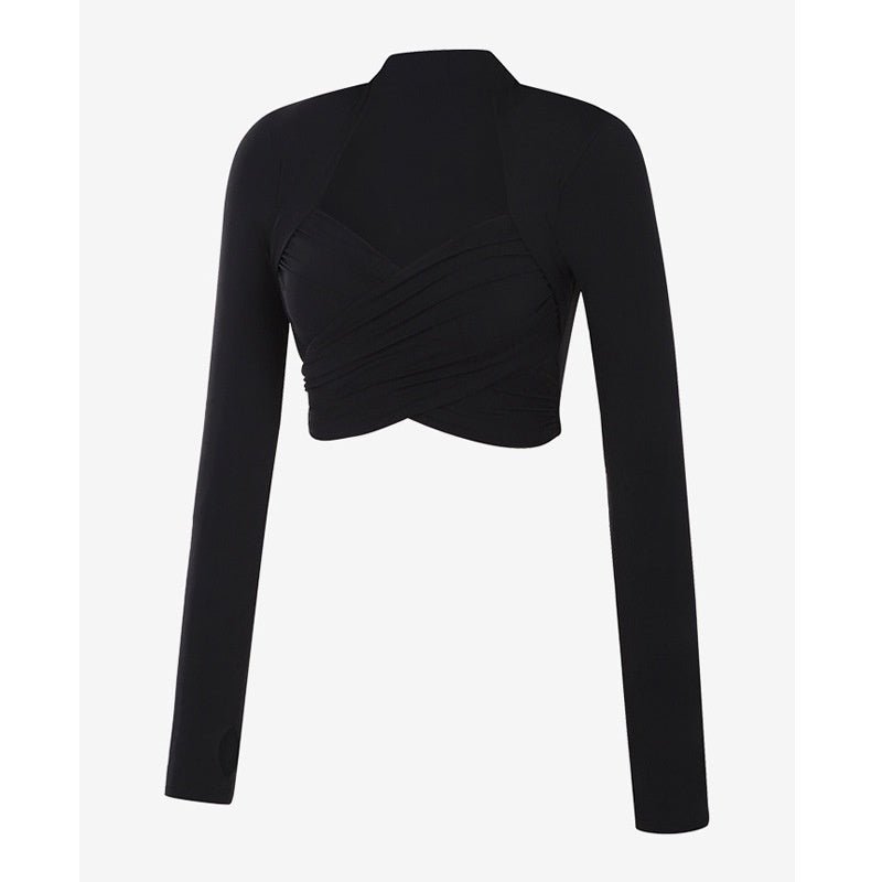 Build-in Bra Long Sleeve Yoga Crop Top Women Athleisure Sports Casul T-shirt Sexy Design Exercise Workout T-shirt - BodyCarver