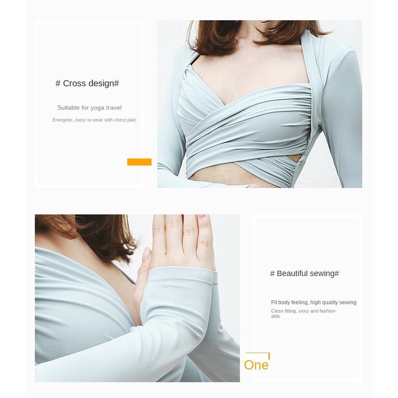 Build-in Bra Long Sleeve Yoga Crop Top Women Athleisure Sports Casul T-shirt Sexy Design Exercise Workout T-shirt - BodyCarver