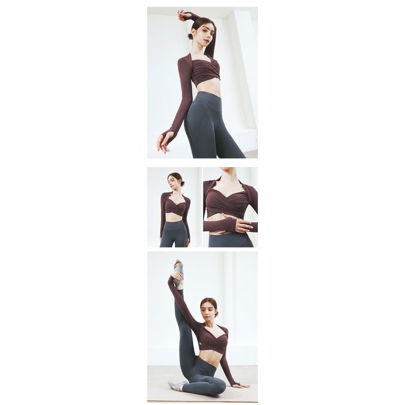 Build-in Bra Long Sleeve Yoga Crop Top Women Athleisure Sports Casul T-shirt Sexy Design Exercise Workout T-shirt - BodyCarver