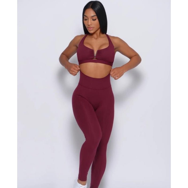 Double Cross Back Sportswear Set Women Activewear Suit Shockproof Sports Bra High Waist Legging Shaping Fitness Trousers Yoga Clothes - BodyCarver