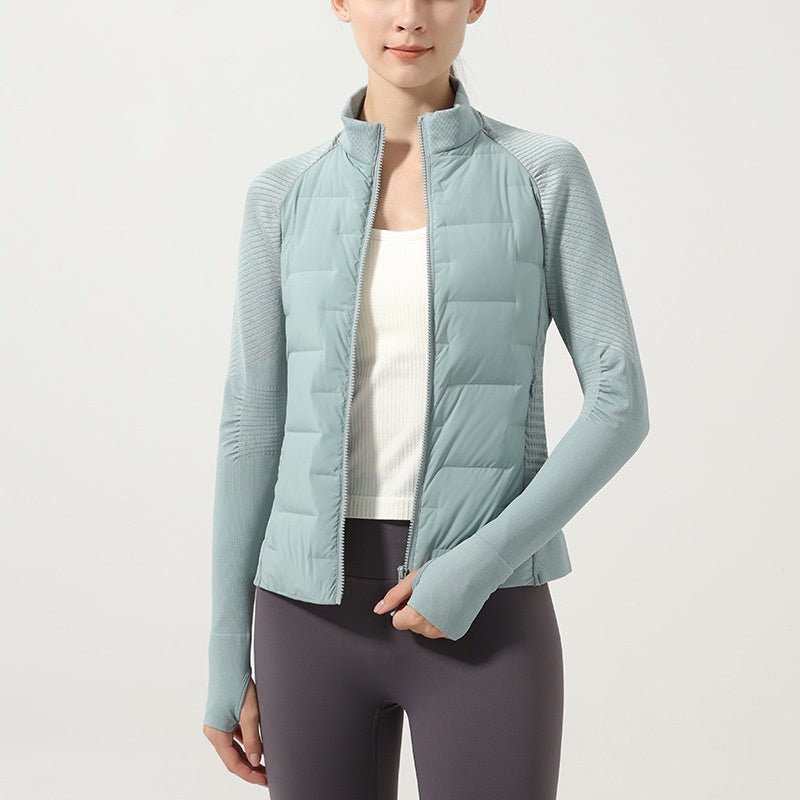 Down Jacket Women Goose Down Warm Outfit Slim-Fit Sports Fitness Jacket - BodyCarver