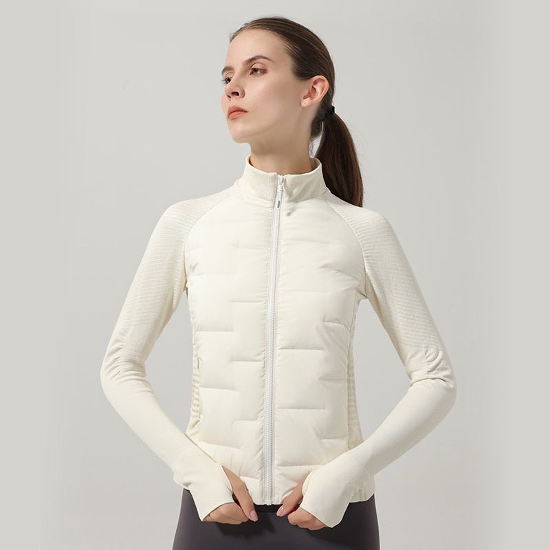 Down Jacket Women Goose Down Warm Outfit Slim-Fit Sports Fitness Jacket - BodyCarver