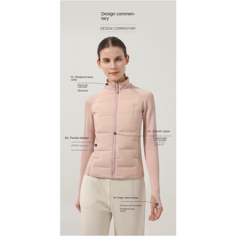 Down Jacket Women Goose Down Warm Outfit Slim-Fit Sports Fitness Jacket - BodyCarver