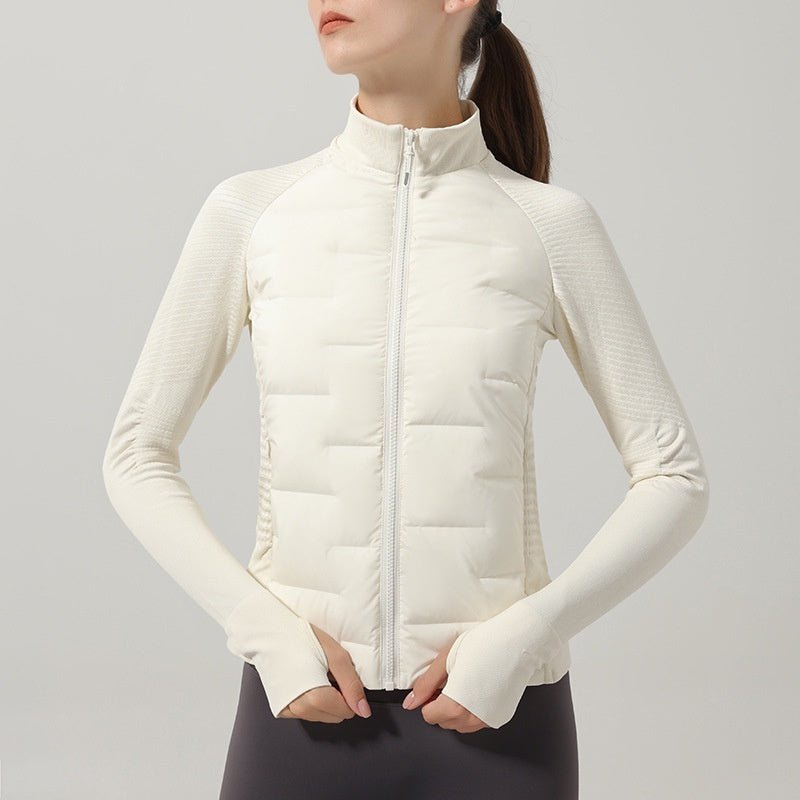 Down Jacket Women Goose Down Warm Outfit Slim-Fit Sports Fitness Jacket - BodyCarver