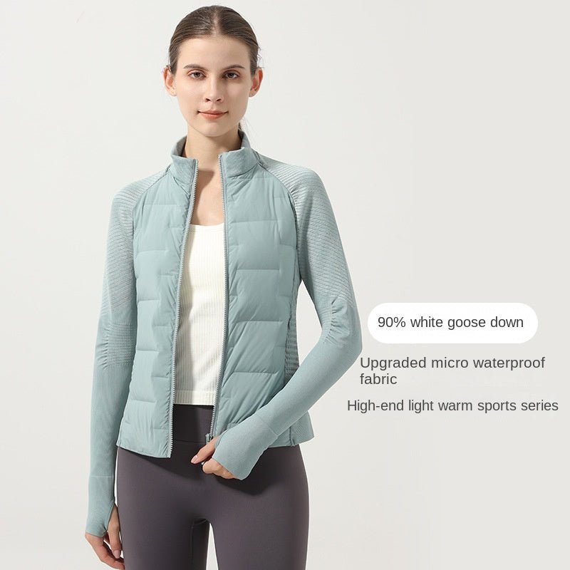 Down Jacket Women Goose Down Warm Outfit Slim-Fit Sports Fitness Jacket - BodyCarver
