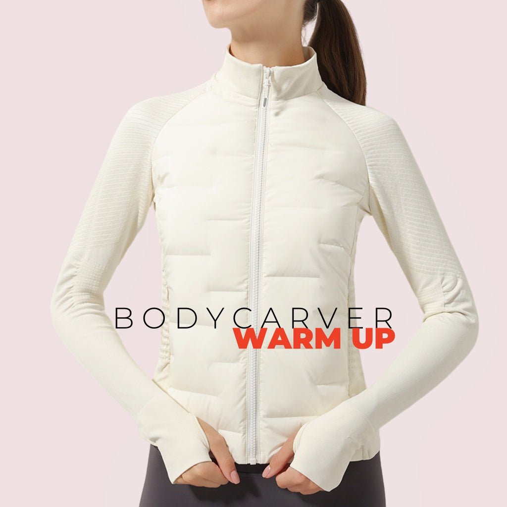 Down Jacket Women Goose Down Warm Outfit Slim-Fit Sports Fitness Jacket - BodyCarver