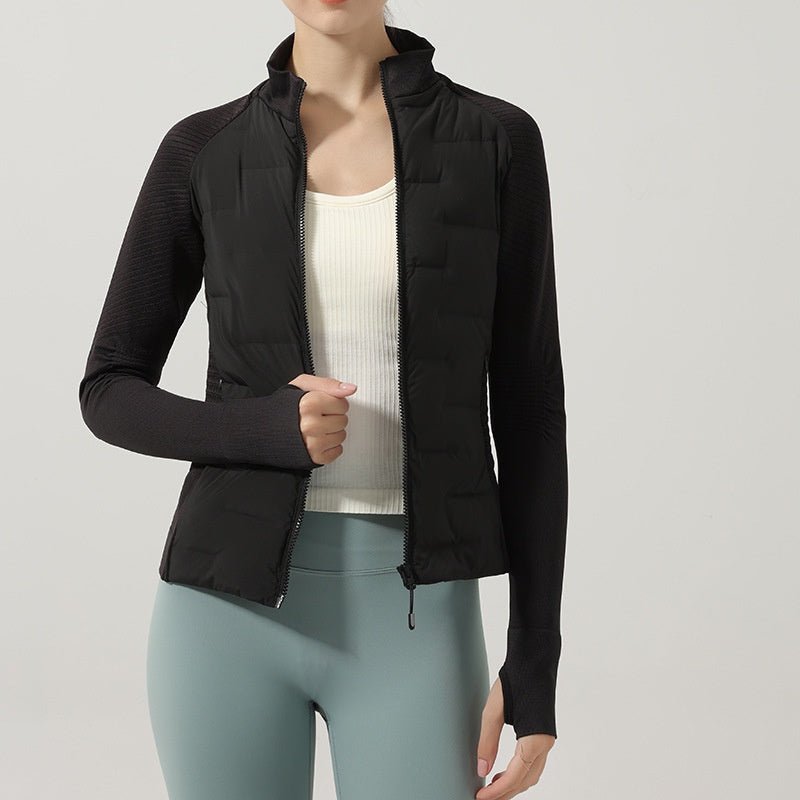 Down Jacket Women Goose Down Warm Outfit Slim-Fit Sports Fitness Jacket - BodyCarver