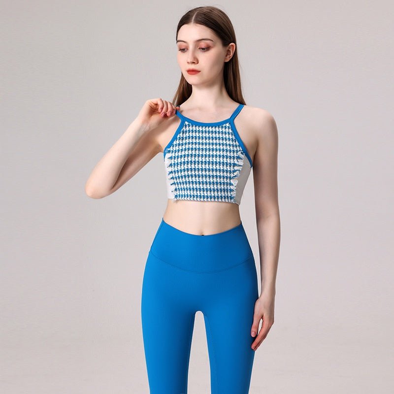FELT 2 Piece Sports Wear Set Women Woolen Texture Yoga Top with Pad High Elastic Sports Pants Yoga Fitness Suit - BodyCarver