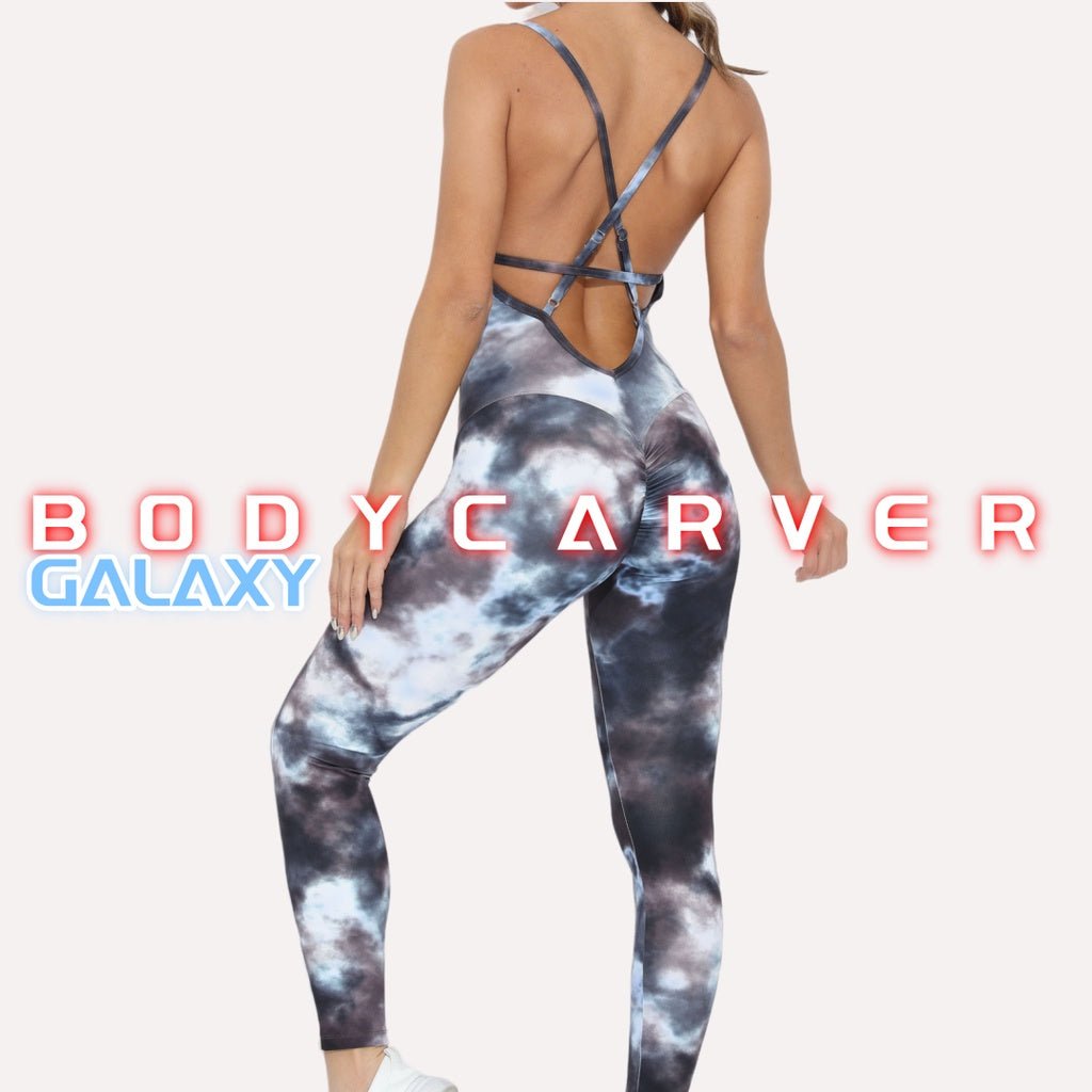 GALAXY Tie-Dye Yoga Bodysuit Women Fitness Jumpsuit With Build-In Bra One Piece Sportswear Women'S Fitness Casual Dancing Onesie - BodyCarver