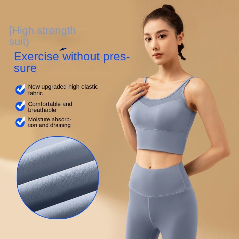 Mesh Back Sports Yoga Camisole Women OOTD Padded Quick-Drying Sports Bra Underwear Shockproof High Strength Running Workout Vest - BodyCarver