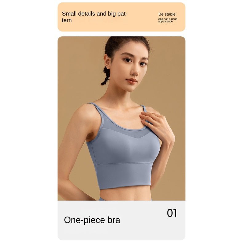 Mesh Back Sports Yoga Camisole Women OOTD Padded Quick-Drying Sports Bra Underwear Shockproof High Strength Running Workout Vest - BodyCarver
